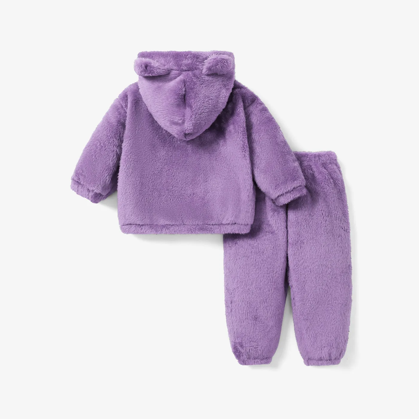 2-piece Toddler Girl/Boy Ear Design Fuzzy Hoodie Sweatshirt and Pants