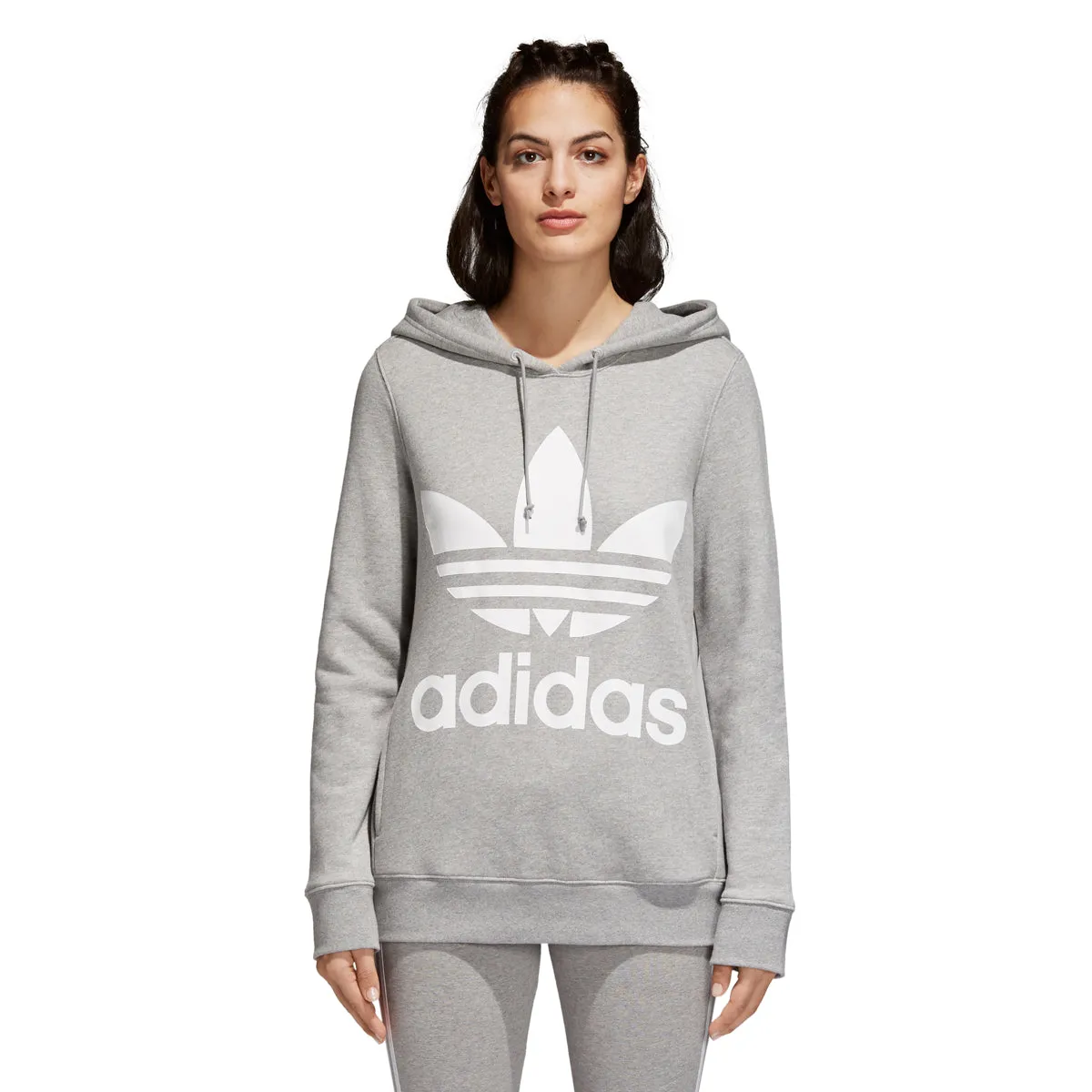 Adidas Originals Trefoil Women's Pull Over Hoodie Grey Heather/White