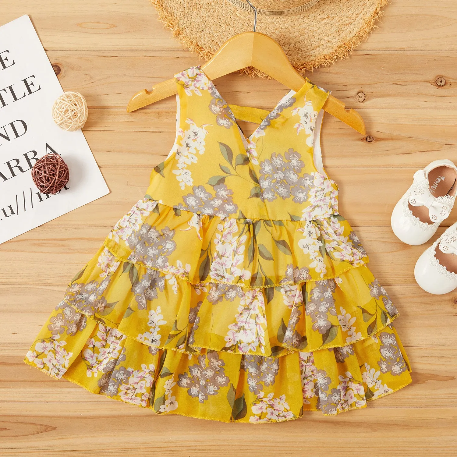 Baby / Toddler Girl Pretty Floral Print Layered Dresses