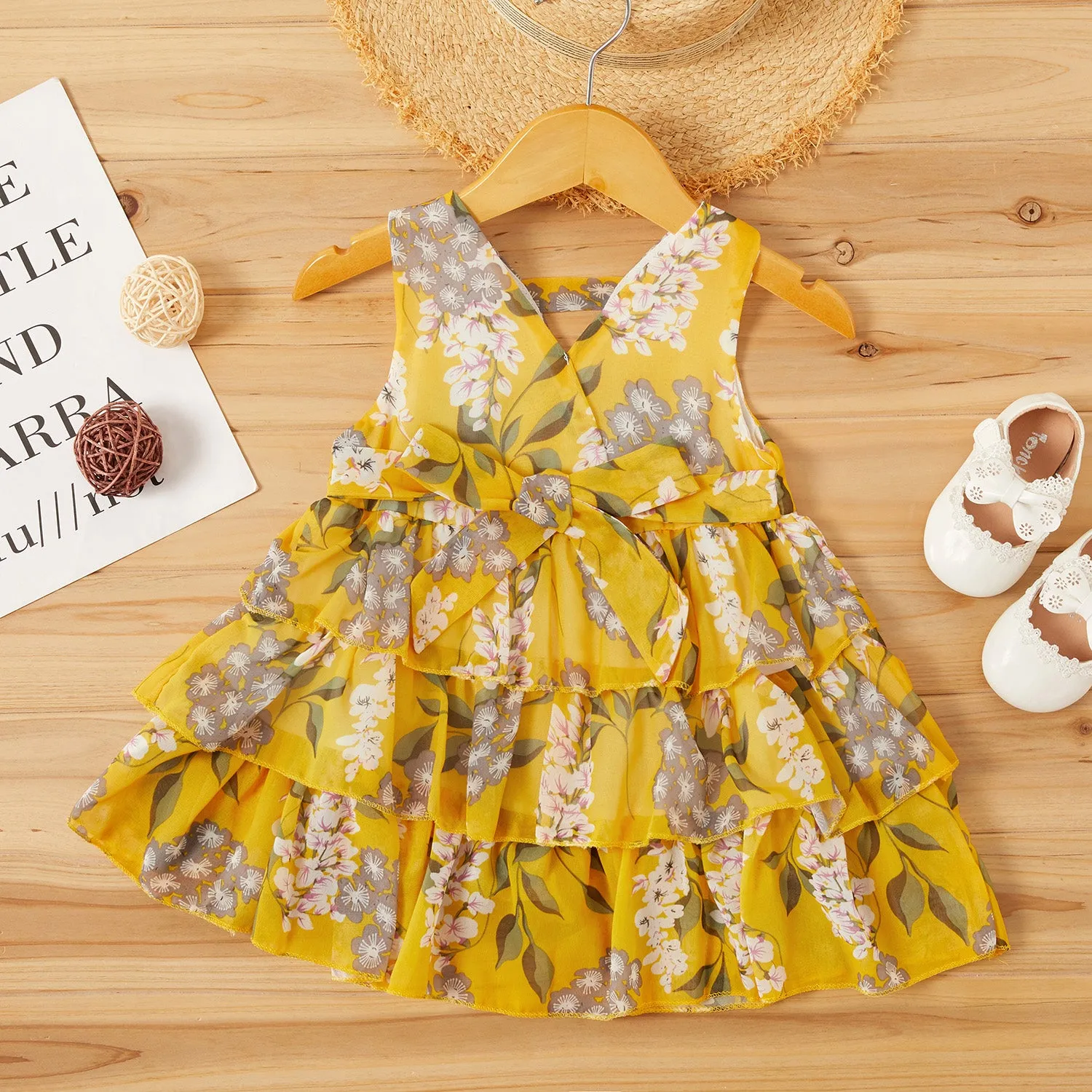 Baby / Toddler Girl Pretty Floral Print Layered Dresses