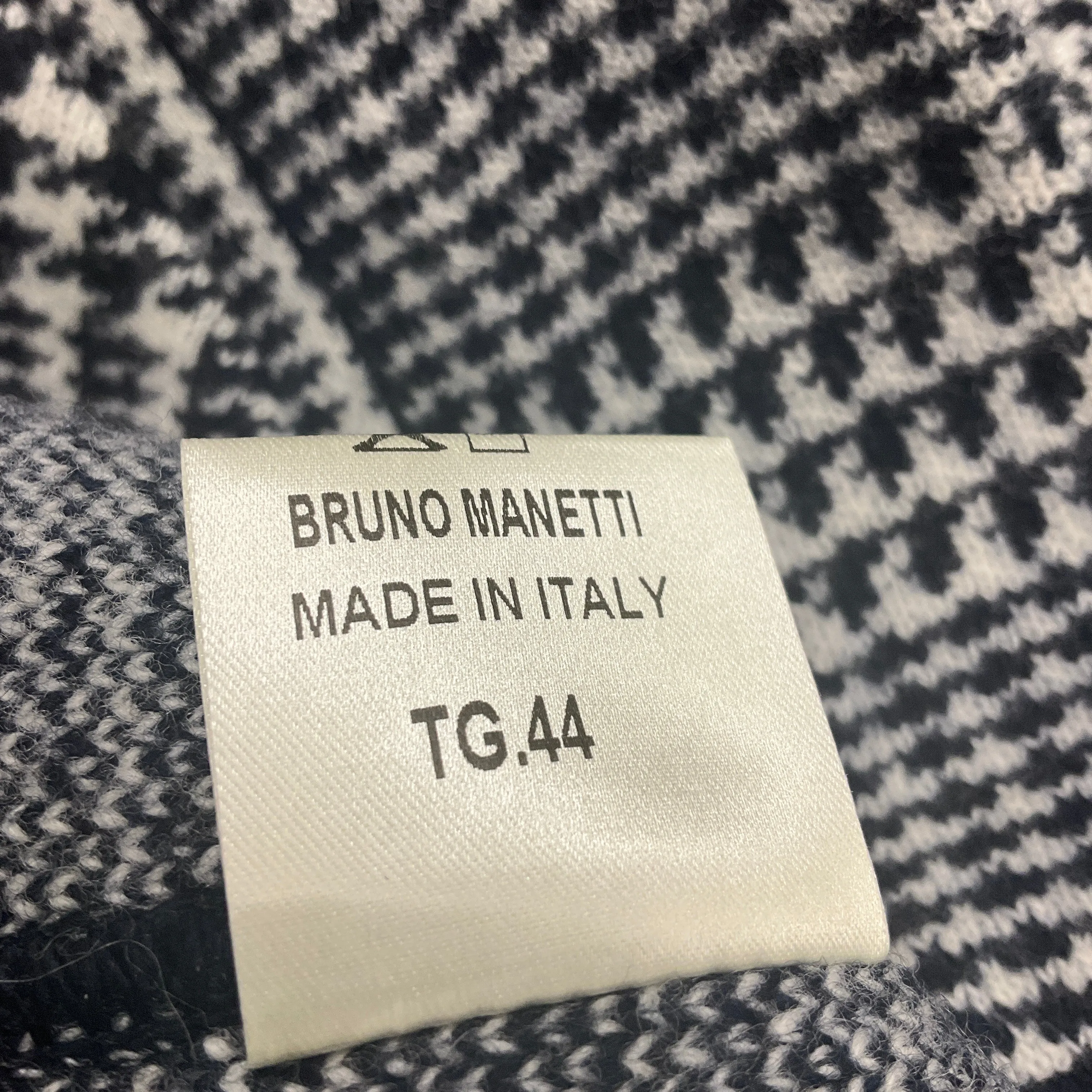 Bruno Manetti Navy Blue / White Button-front Houndstooth Wool Jacket