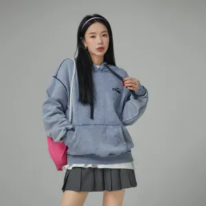 Casual Love Cherry Embroidery String Hoodie