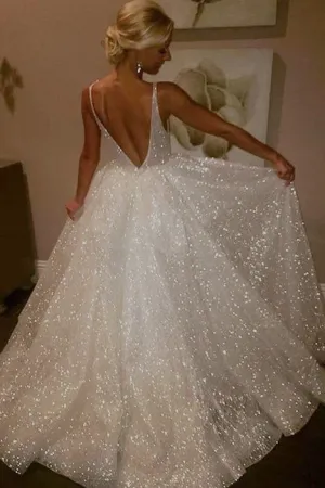Charming Backless Sequined A Line Long Prom Dresses,Formal Women Dress PFP0003