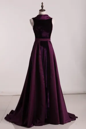 Charming Grape Long Open Back Prom Dress