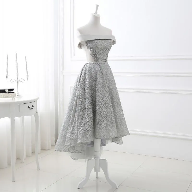 Charming Off The Shoulder Silver Beading Homecoming Dresses Party Dresses