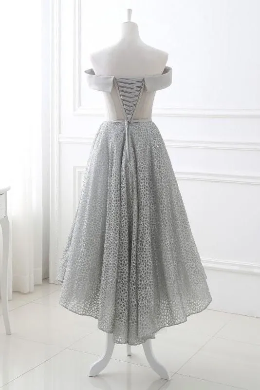 Charming Off The Shoulder Silver Beading Homecoming Dresses Party Dresses
