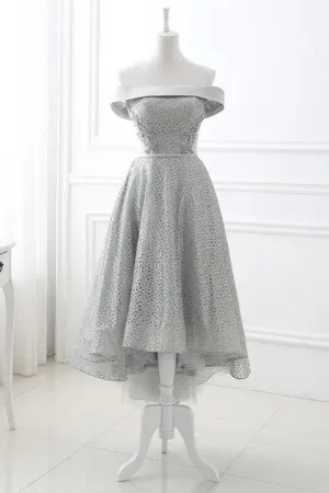 Charming Off The Shoulder Silver Beading Homecoming Dresses Party Dresses