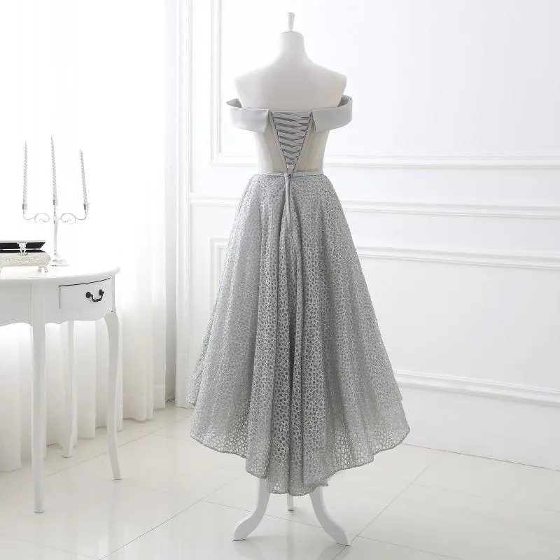 Charming Off The Shoulder Silver Beading Homecoming Dresses Party Dresses
