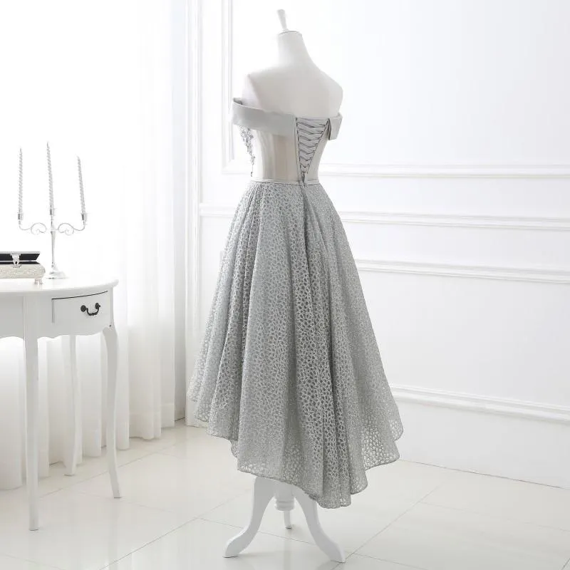 Charming Off The Shoulder Silver Beading Homecoming Dresses Party Dresses