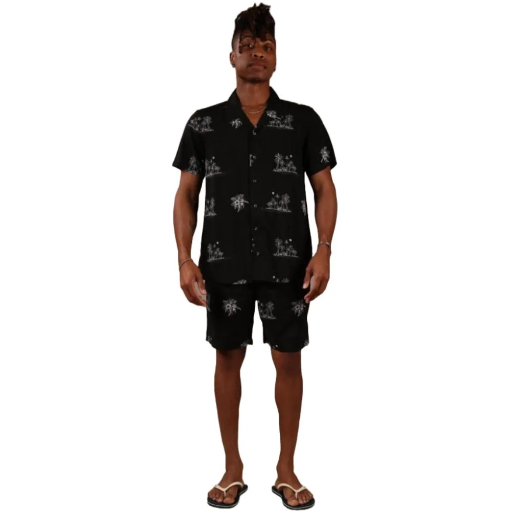 DBFL Men's 2 Piece Shorts and Shirt Tropical Casual Matching Beach Clothing Set