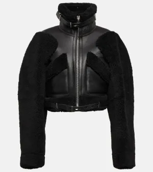 Dion Lee Shearling-trimmed leather jacket