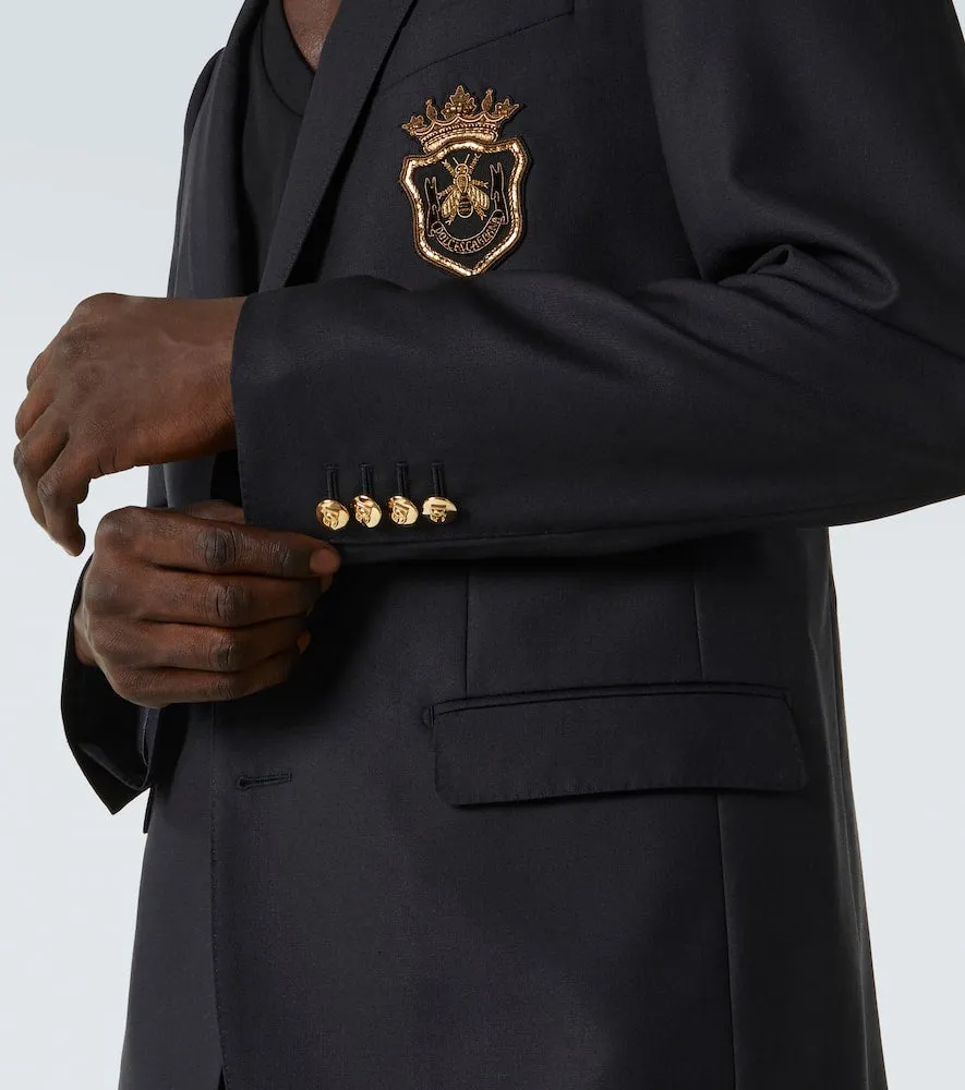 Dolce&Gabbana Patch-appliqu√É¬© wool and silk blazer