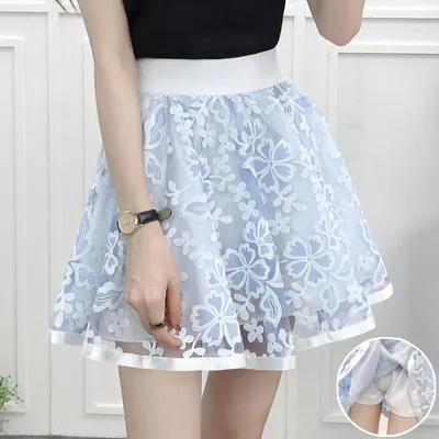 Flower Printing Net Yarn Skirts AD10022
