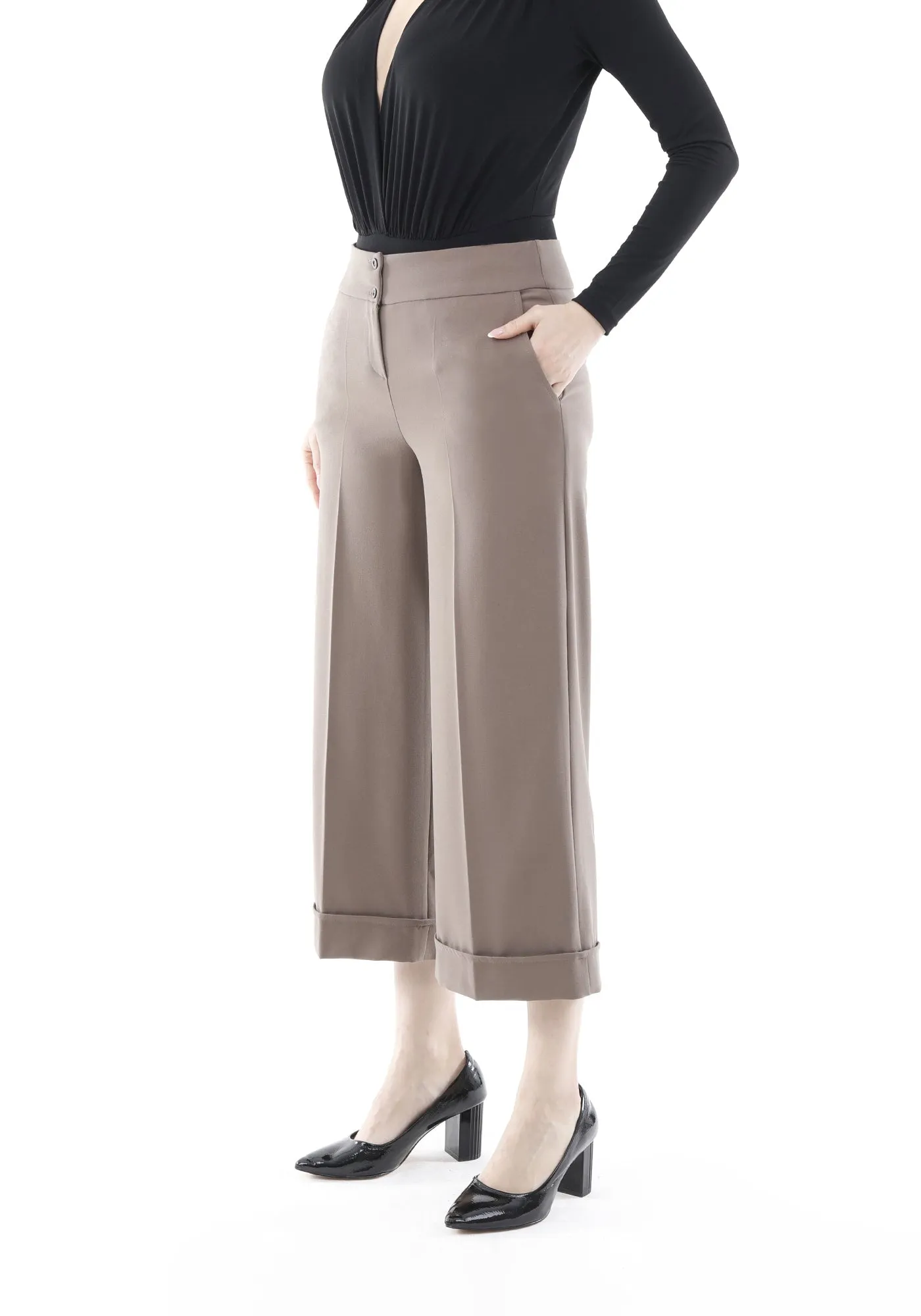 G-Line Mink Wide Leg Cropped Pants