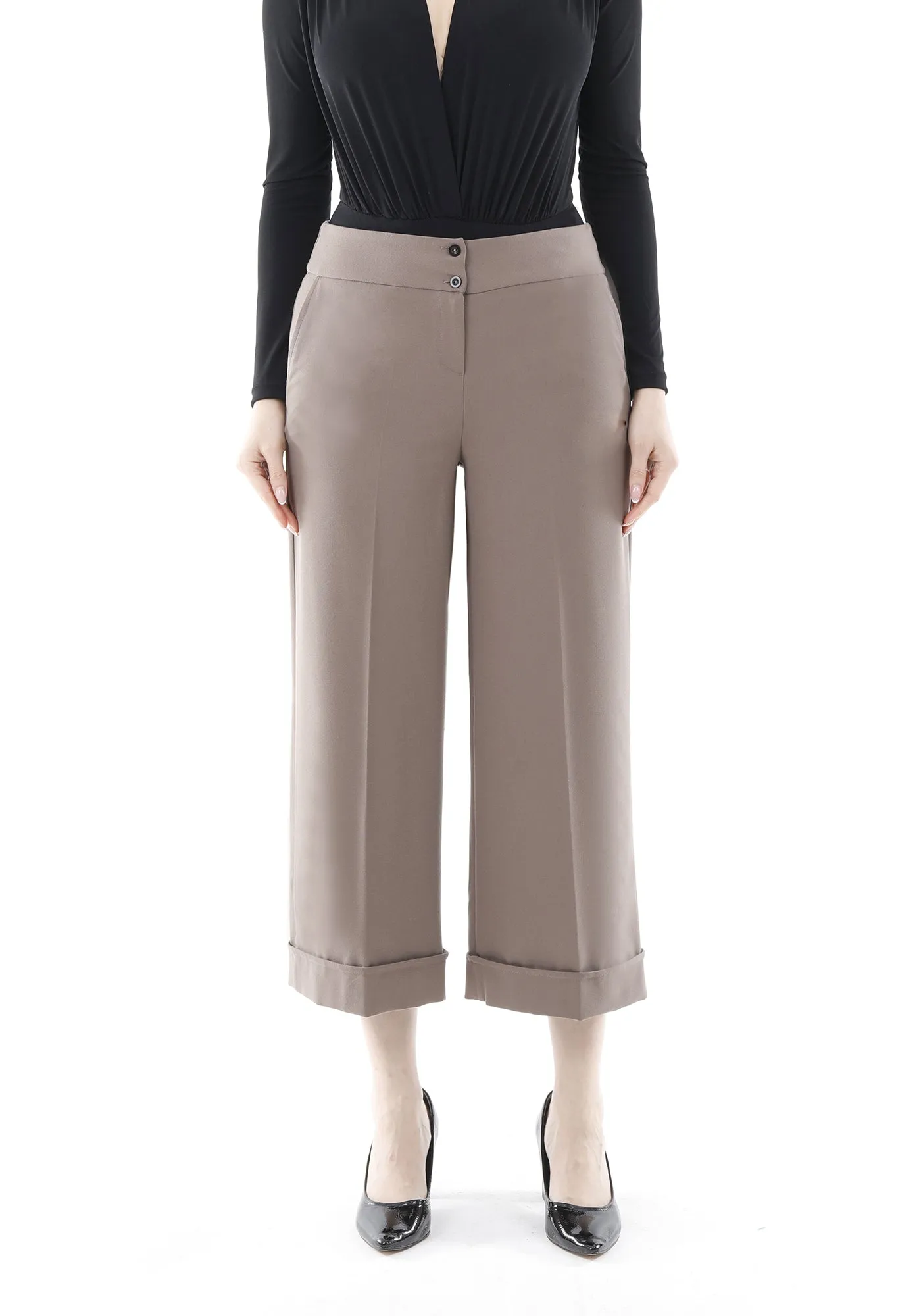 G-Line Mink Wide Leg Cropped Pants