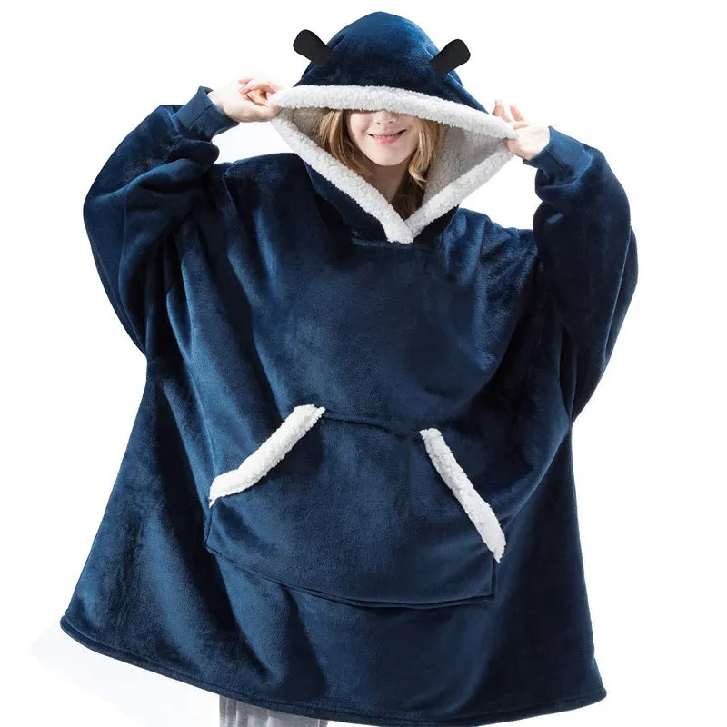 Hoodies Blankets Lambswool Lazy Blanket Home Casual Plush Sweater Cute