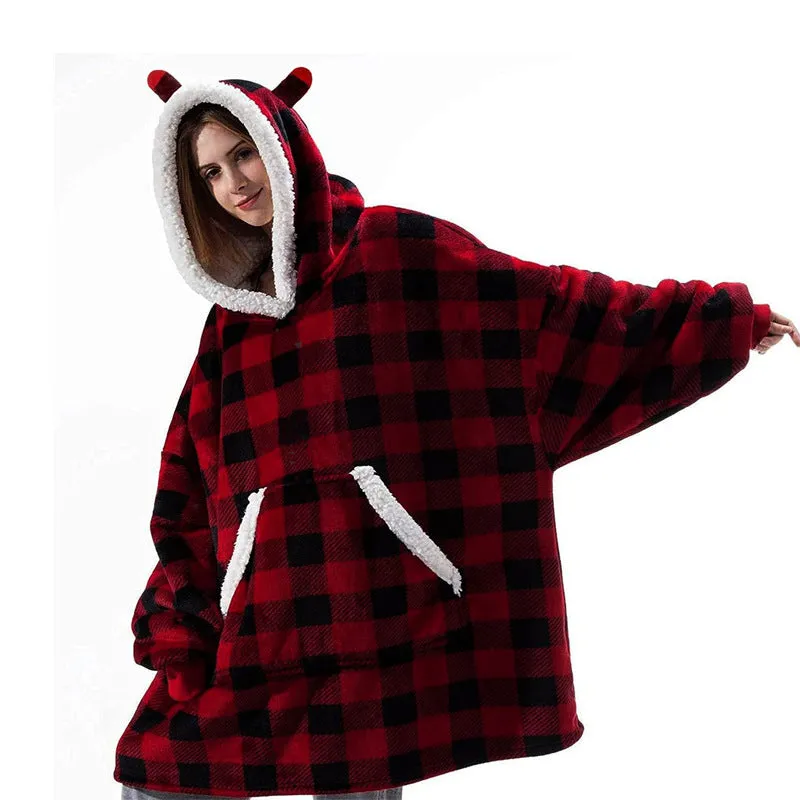 Hoodies Blankets Lambswool Lazy Blanket Home Casual Plush Sweater Cute