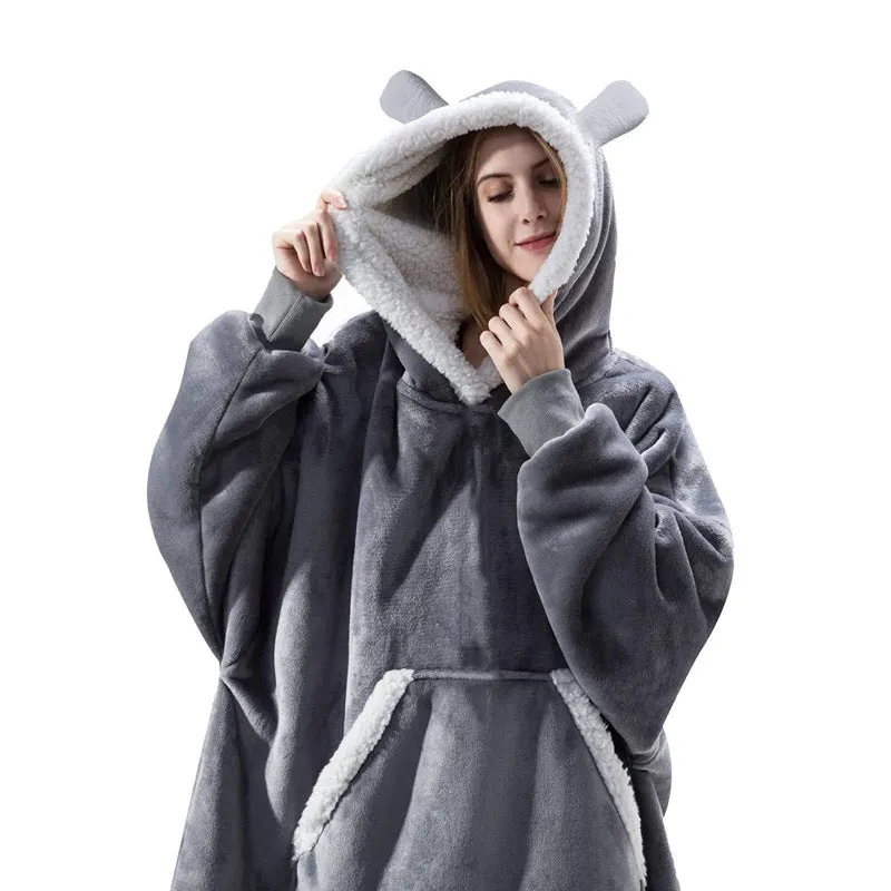 Hoodies Blankets Lambswool Lazy Blanket Home Casual Plush Sweater Cute