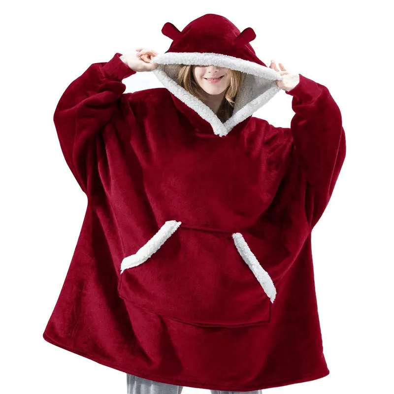 Hoodies Blankets Lambswool Lazy Blanket Home Casual Plush Sweater Cute