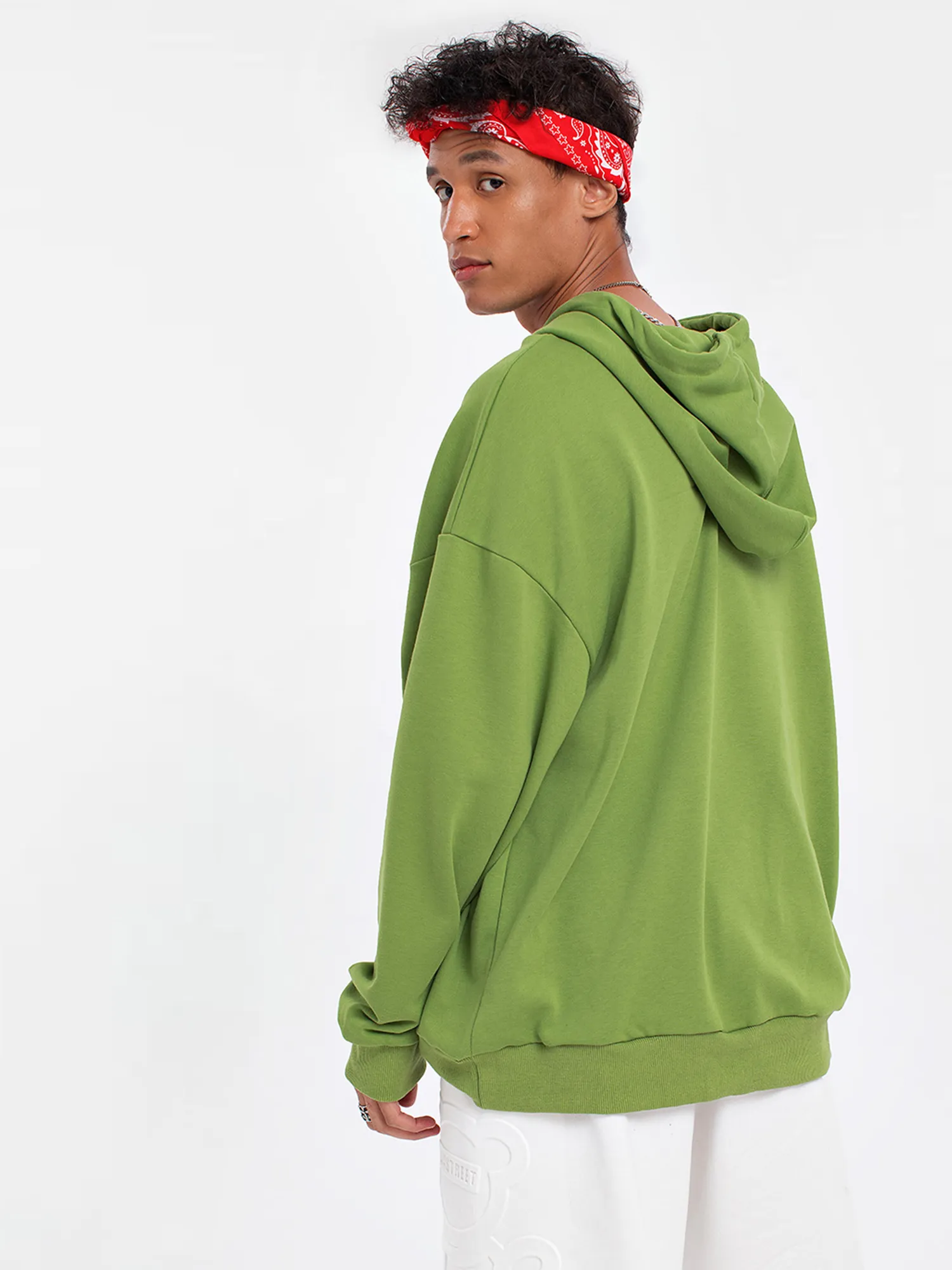 JUSTNOTAG Casual Cartoon Cotton Green Hoodies