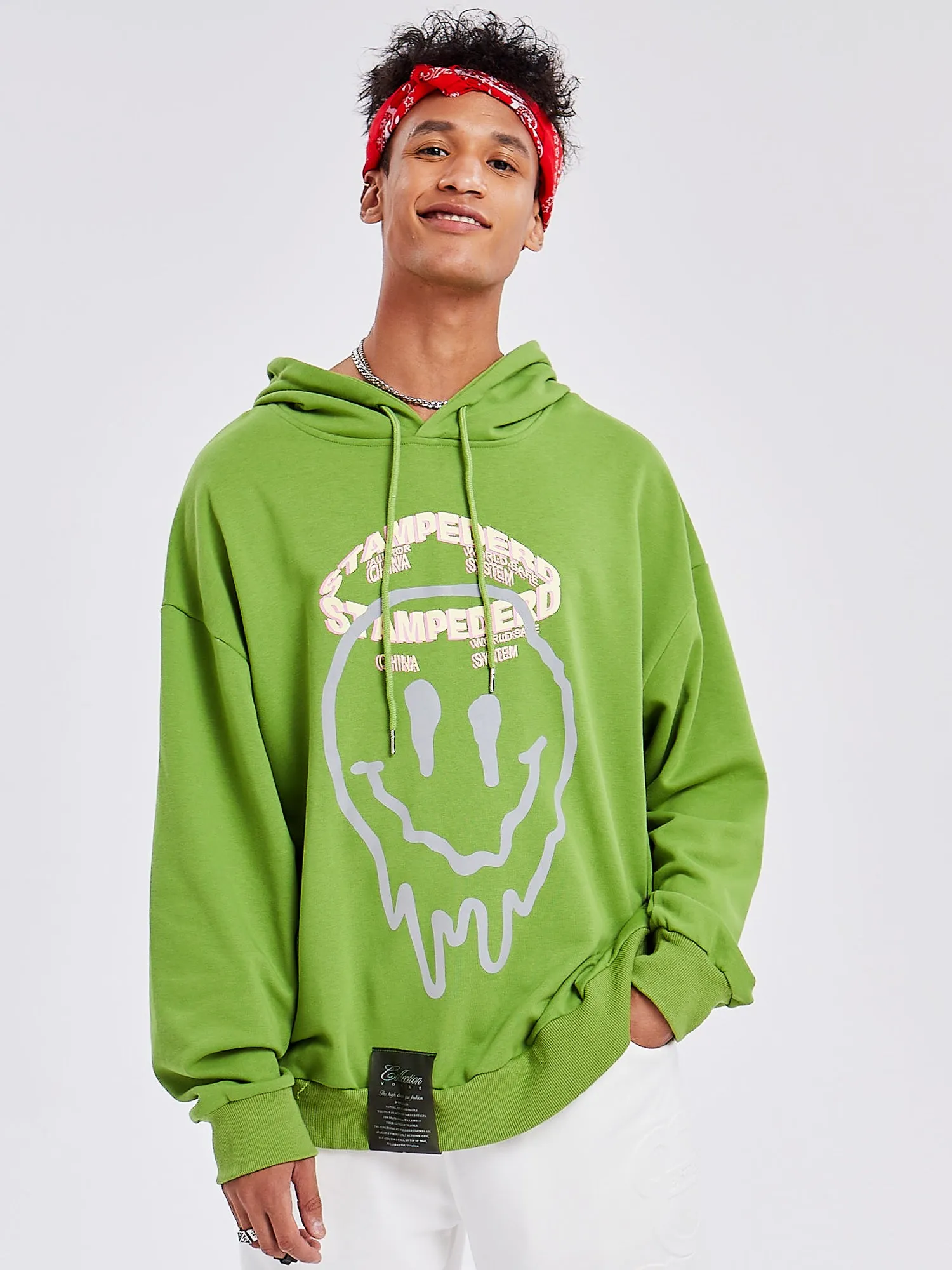 JUSTNOTAG Casual Cartoon Cotton Green Hoodies
