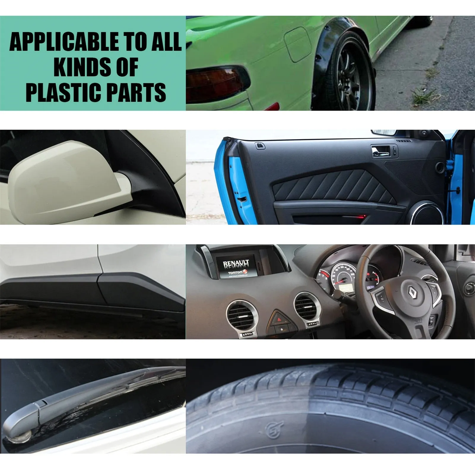 【LEZ103】Car Maintenance Specialist Nano Plastic Refresh Coating Refurbish Agent Cleaning Products Restorer Cleaner with Sponge Towel Kit