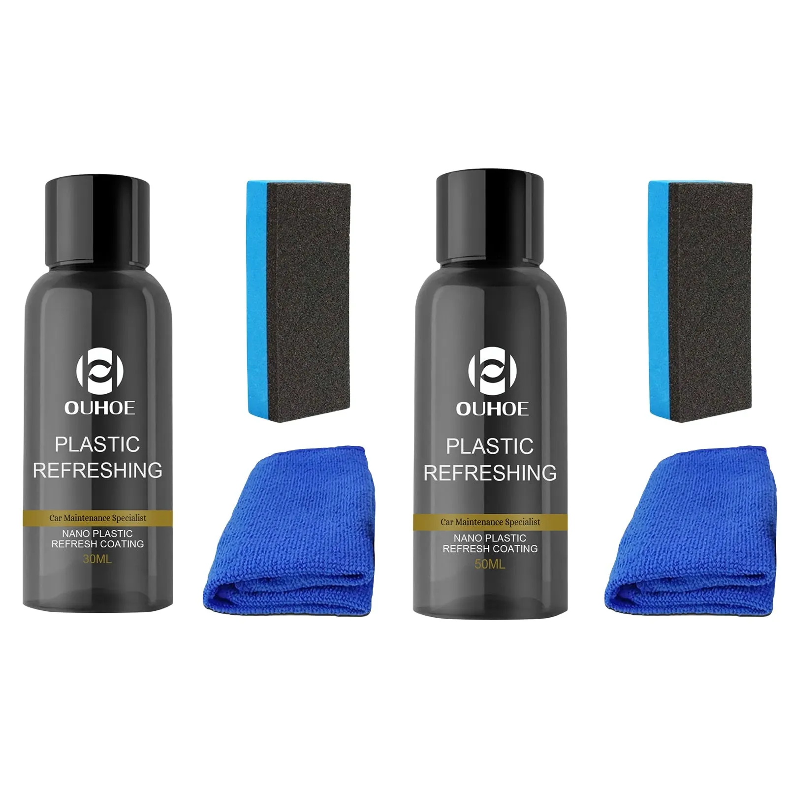 【LEZ103】Car Maintenance Specialist Nano Plastic Refresh Coating Refurbish Agent Cleaning Products Restorer Cleaner with Sponge Towel Kit
