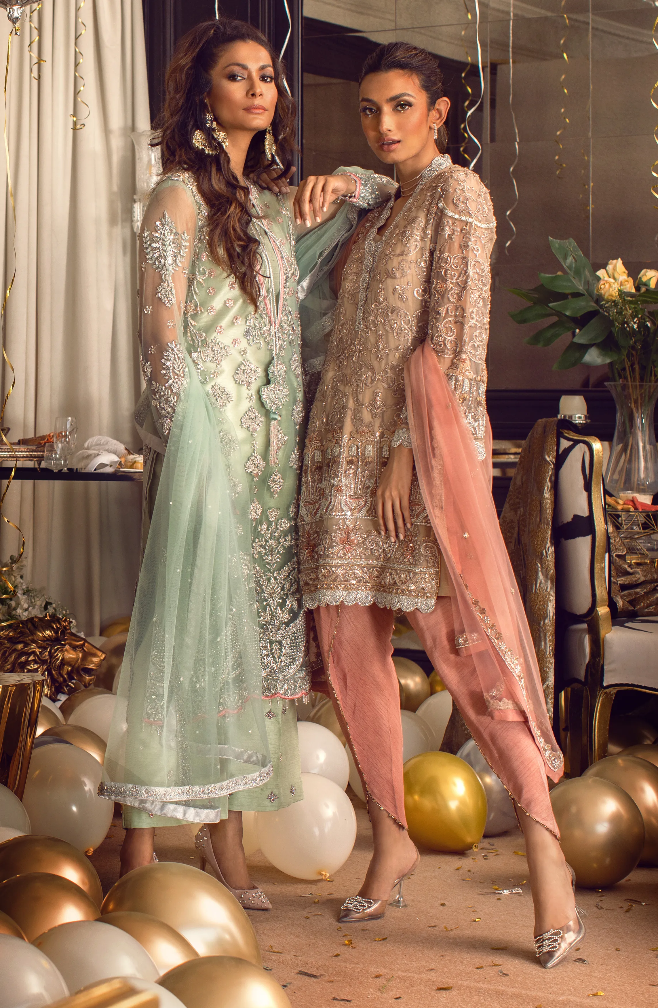 Net Shirt Paired with Azar Pants and a Dupatta