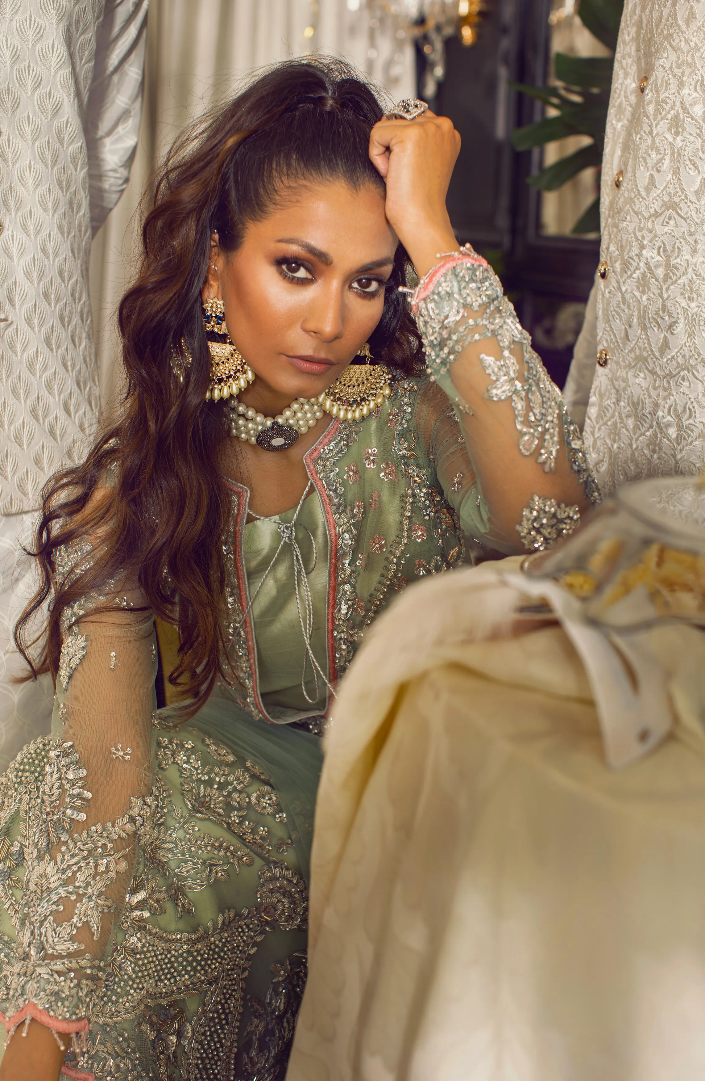 Net Shirt Paired with Azar Pants and a Dupatta
