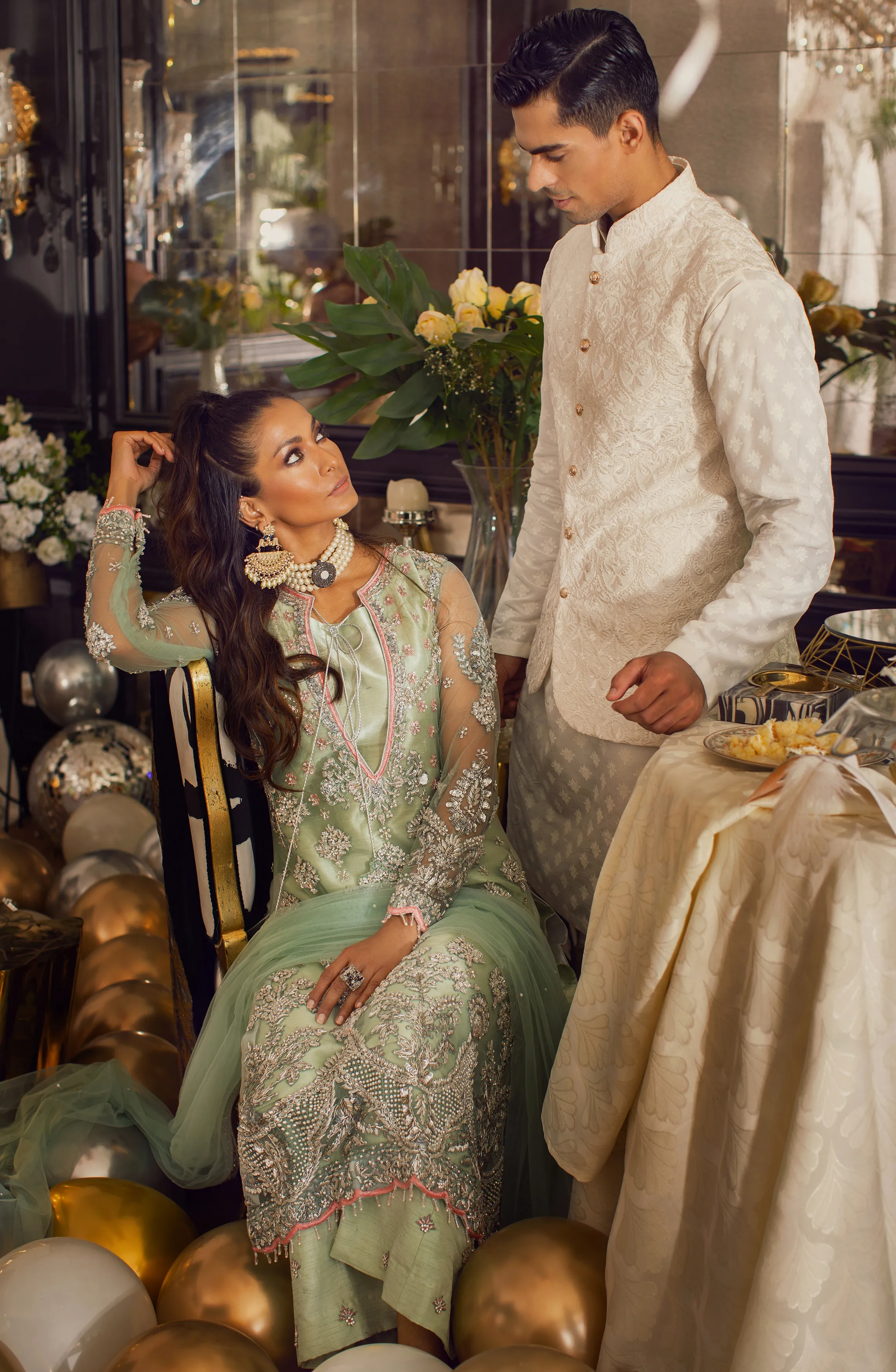 Net Shirt Paired with Azar Pants and a Dupatta