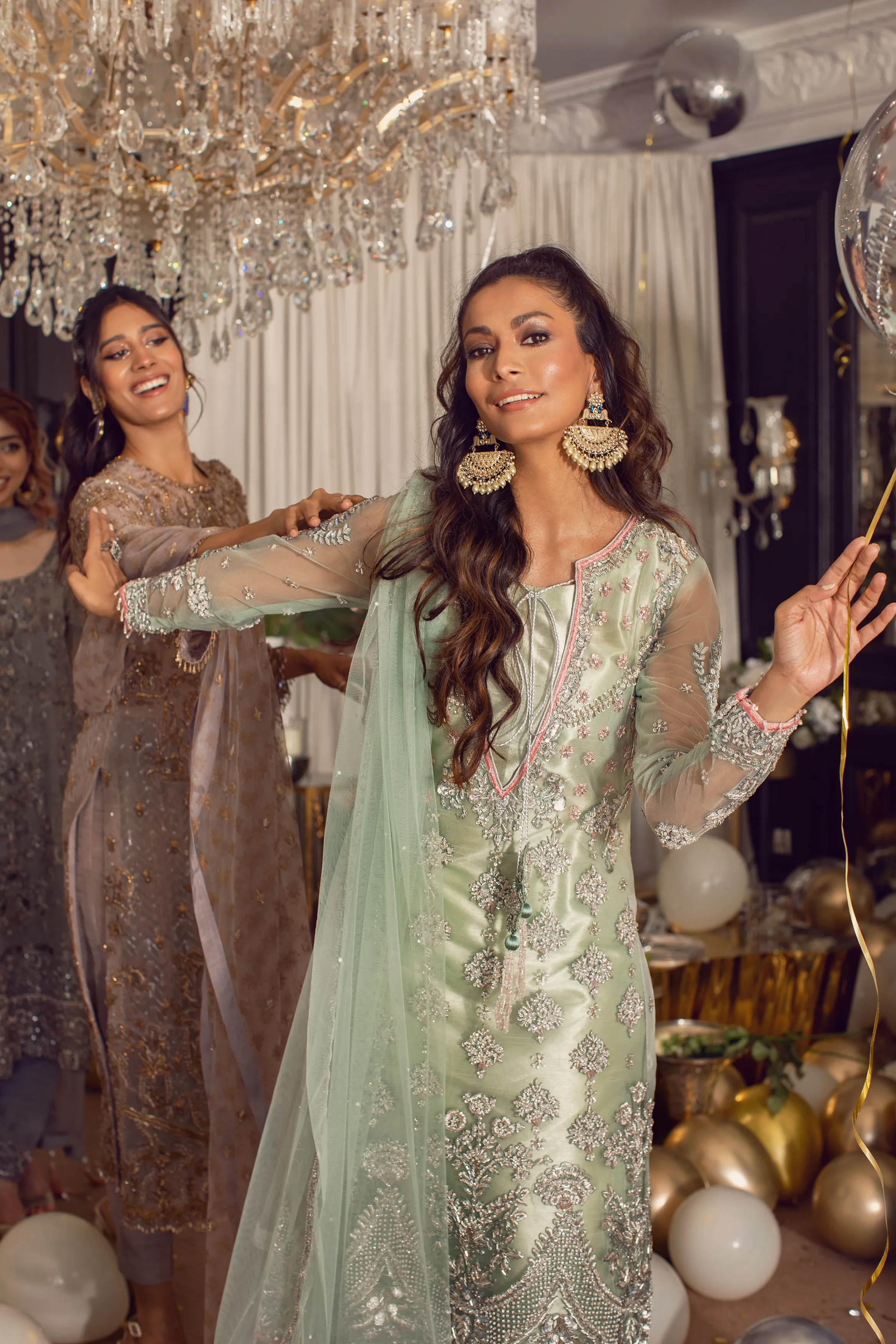 Net Shirt Paired with Azar Pants and a Dupatta