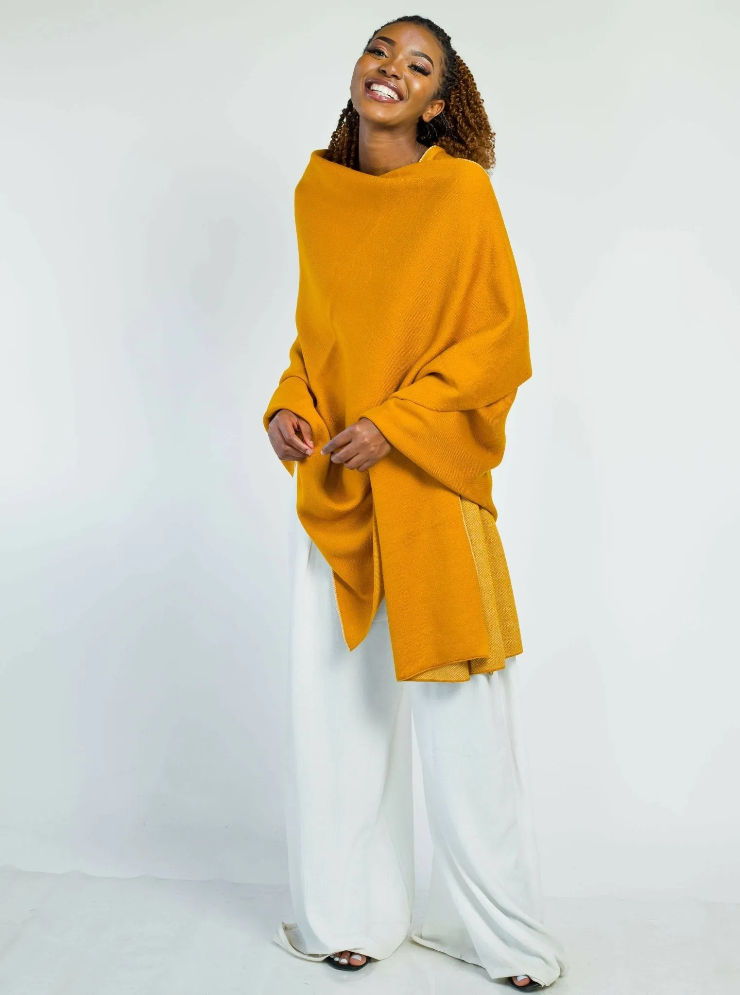 Orchid Wrap Shawl - Mustard