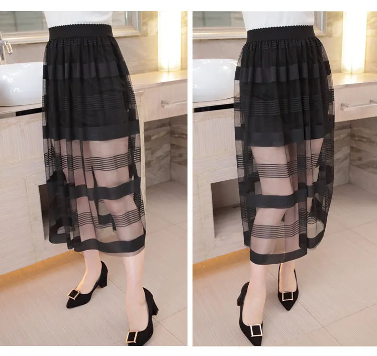 Summer Mesh Skirt Lace Women Skirt