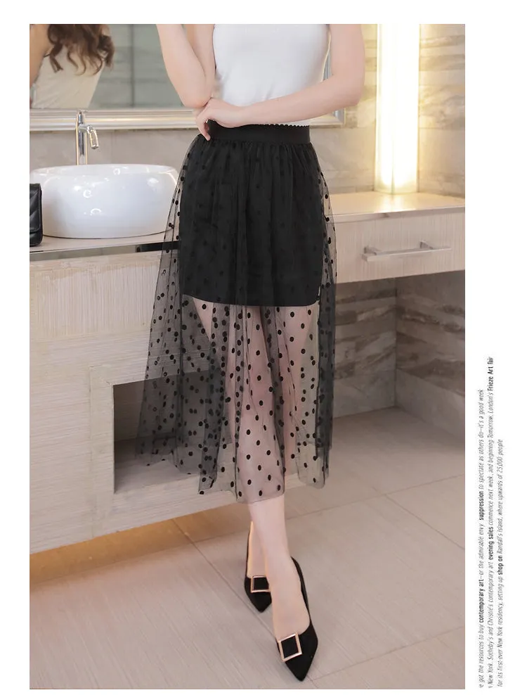 Summer Mesh Skirt Lace Women Skirt