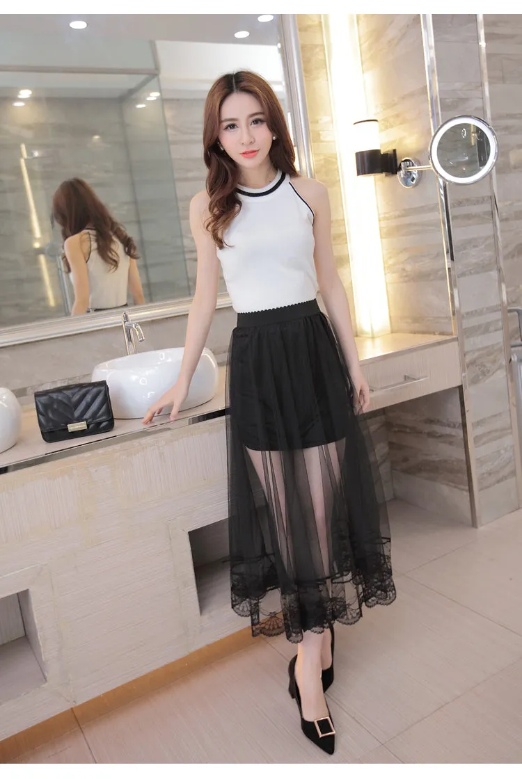 Summer Mesh Skirt Lace Women Skirt