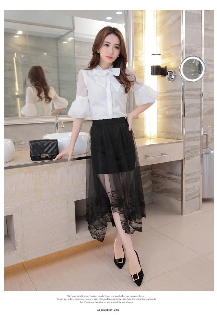 Summer Mesh Skirt Lace Women Skirt