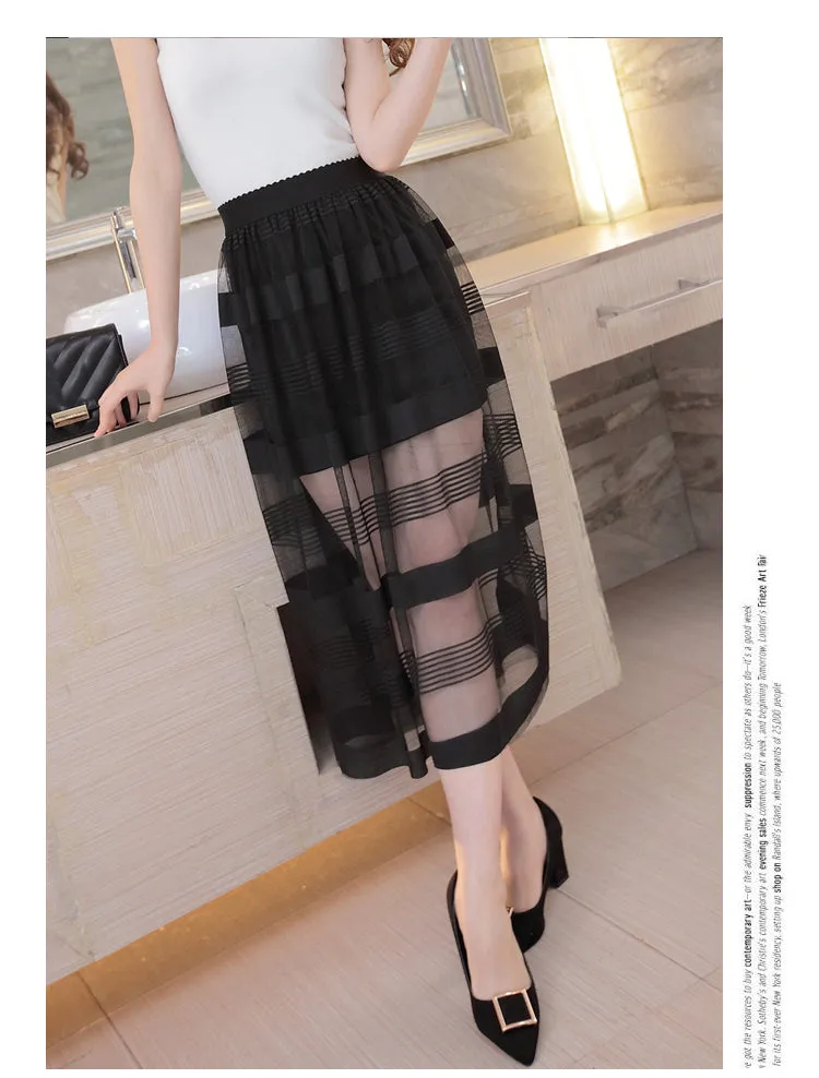 Summer Mesh Skirt Lace Women Skirt