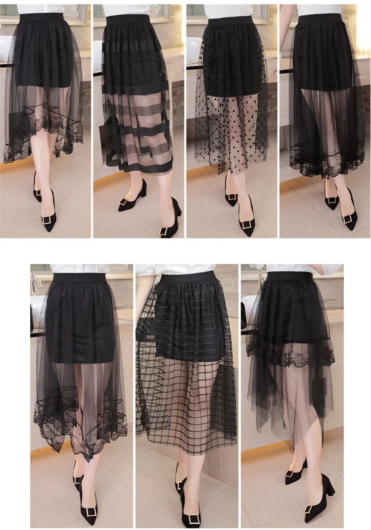 Summer Mesh Skirt Lace Women Skirt