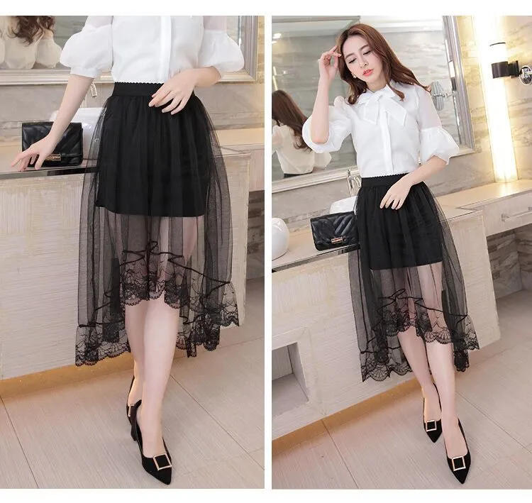 Summer Mesh Skirt Lace Women Skirt