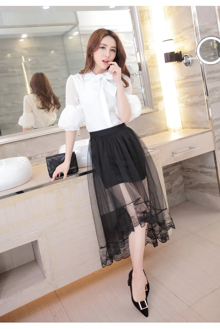 Summer Mesh Skirt Lace Women Skirt