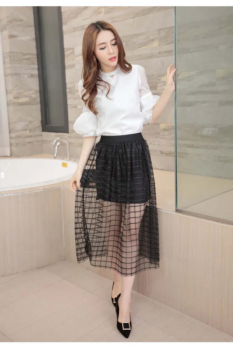 Summer Mesh Skirt Lace Women Skirt