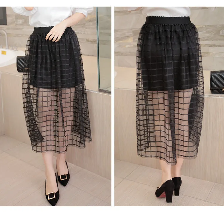 Summer Mesh Skirt Lace Women Skirt